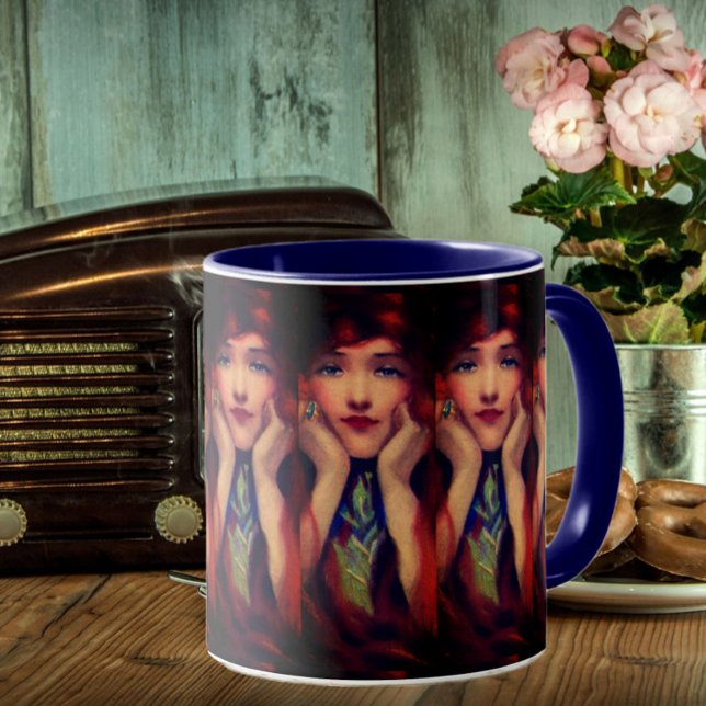 Art nouveau deco woman vintage beauty mug (Creator Uploaded)