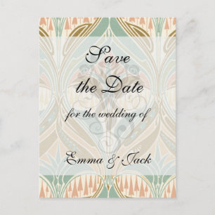 art nouveau decorative bliss pattern announcement postcard