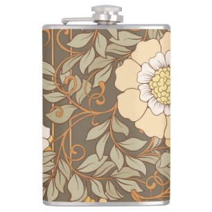 Art Nouveau: Decorative Floral Vintage. Hip Flask