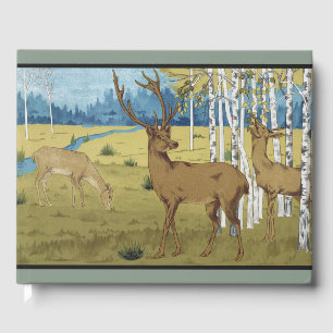 Art Nouveau Deer Forest Maurice Verneuil Art Guest Book