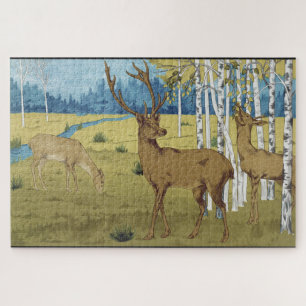 Art Nouveau Deer Forest Maurice Verneuil Art Jigsaw Puzzle