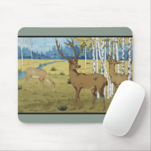 Art Nouveau Deer Forest Maurice Verneuil Art Mouse Mat