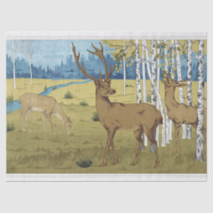 Art Nouveau Deer Forest Maurice Verneuil Art Tissue Paper