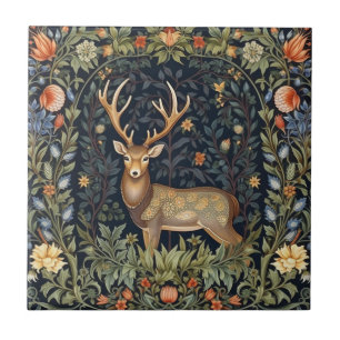 Art nouveau deer in the garden tile