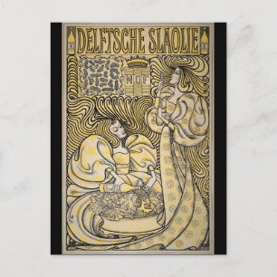Art Nouveau Delftsche Slaolie Delft Postcard