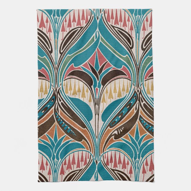 Art Nouveau Design #11 at Emporio Moffa Tea Towel (Vertical)