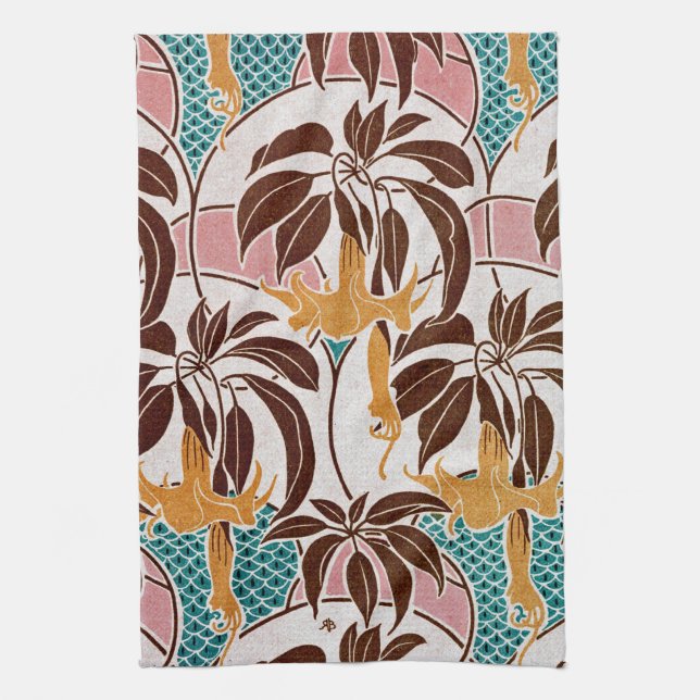Art Nouveau Design #5 at Emporio Moffa Tea Towel (Vertical)
