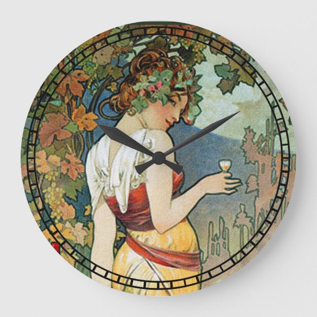 Art Nouveau Design by Alphonse Mucha Large Clock (Front)