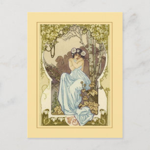 Art nouveau design greeting card. postcard