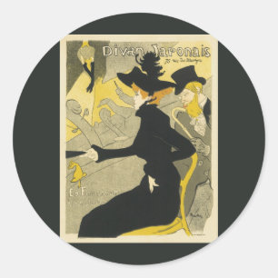 Art Nouveau, Divan Japonais by Toulouse Lautrec Classic Round Sticker