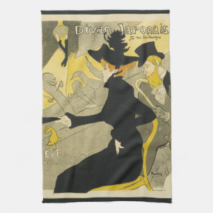 Art Nouveau, Divan Japonais by Toulouse Lautrec Tea Towel