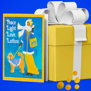 Art Nouveau Doodle Dog Holiday Hanukkah Card