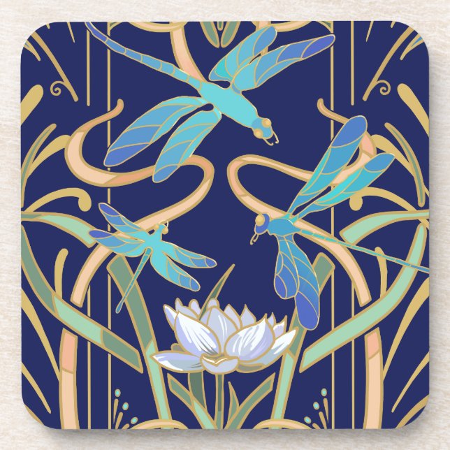 Art Nouveau Dragonflies Coaster (Front)