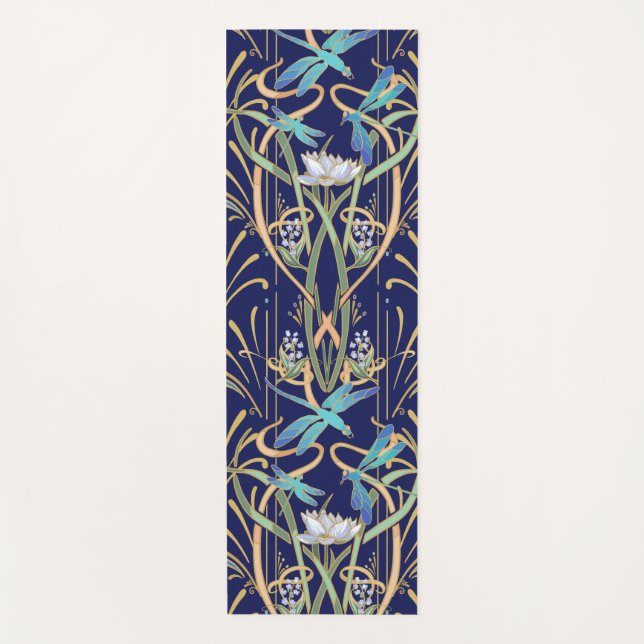 Art Nouveau Dragonflies Pattern  Yoga Mat (Front)