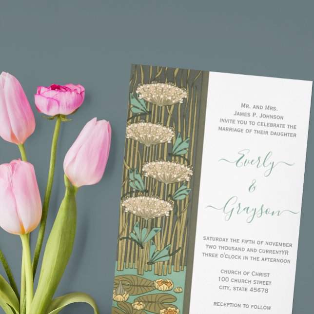 Art Nouveau Dragonfly dark font RGB HexCode 4C5A49 Invitation (Creator Uploaded)