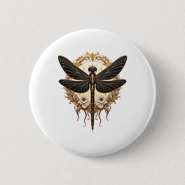 Art Nouveau Dragonfly Elegant Steampunk 6 Cm Round Badge (Front)