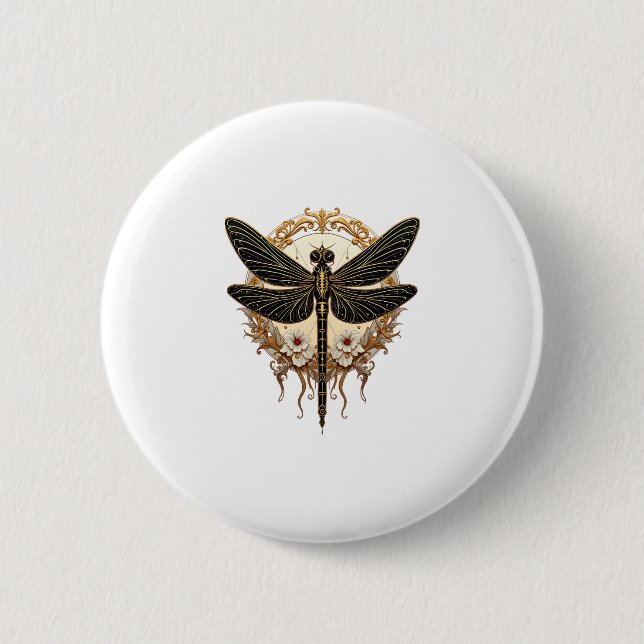Art Nouveau Dragonfly Elegant Steampunk 6 Cm Round Badge (Front)