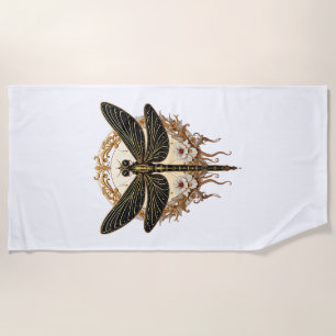 Art Nouveau Dragonfly Elegant Steampunk Beach Towel