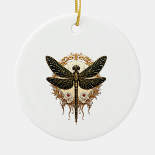 Art Nouveau Dragonfly Elegant Steampunk Ceramic Tree Decoration