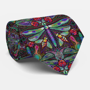 Art nouveau dragonfly necktie men's tie