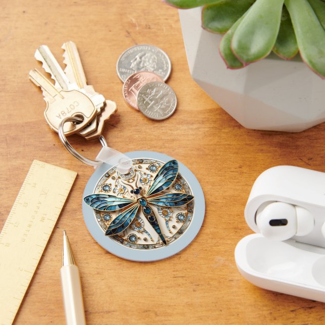Art Nouveau Dragonfly Sapphires Elegant Gold   Key Ring (Desk)