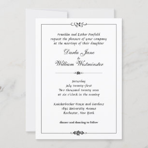 Art Nouveau Dusty Blue Wedding Invitation
