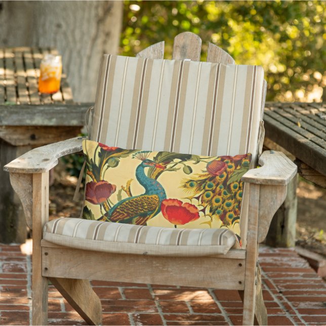 Art Nouveau Elegance: Sidewall, The Peacock, 1896 Lumbar Cushion (Chair)