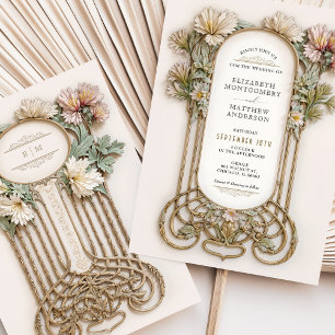Art Nouveau Elegant Floral Motif Wedding Invitation