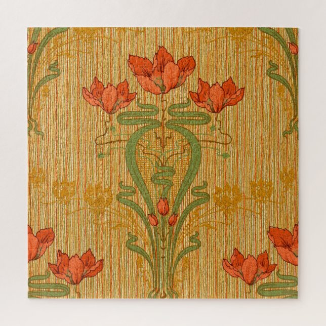 Art nouveau elegant floral poppy flowers victorian jigsaw puzzle (Vertical)