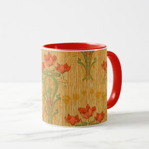 Art nouveau elegant floral poppy flowers victorian mug