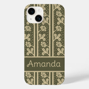 Art Nouveau Elegant Flowers Beige and Sage Green Case-Mate iPhone 14 Case