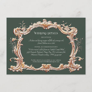 Art Nouveau Elegant Forest n Gold Wedding Details  Enclosure Card