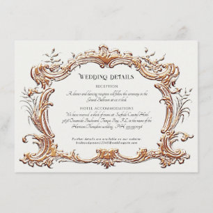 Art Nouveau Elegant Gold n Ivory Wedding Details Enclosure Card