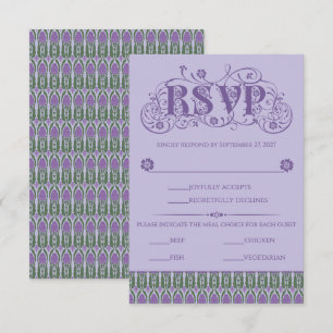 Art Nouveau Elegant Lilac Thistle Border Vertical RSVP Card