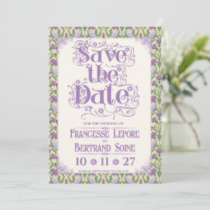 Art Nouveau Elegant Lovebirds Light Yellow Save The Date