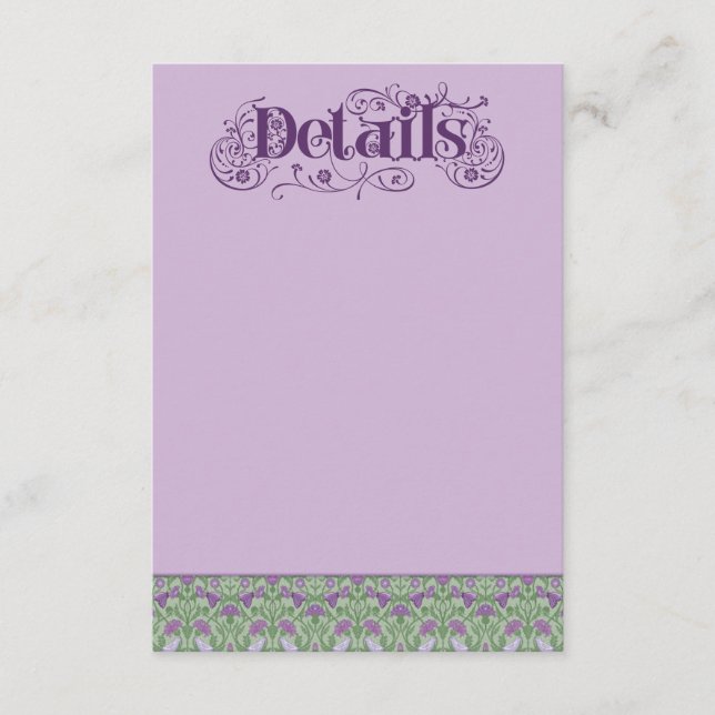 Art Nouveau Elegant Lovebirds Purple  Enclosure Card (Front)
