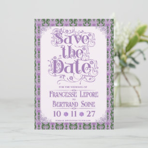Art Nouveau Elegant Thistle Lilac Save The Date