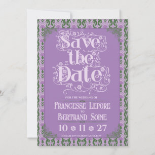Art Nouveau Elegant Thistle Royal Lavender Save The Date