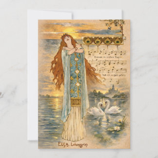 Art Nouveau Elsa Lohengrin Poster with Swans Invitation