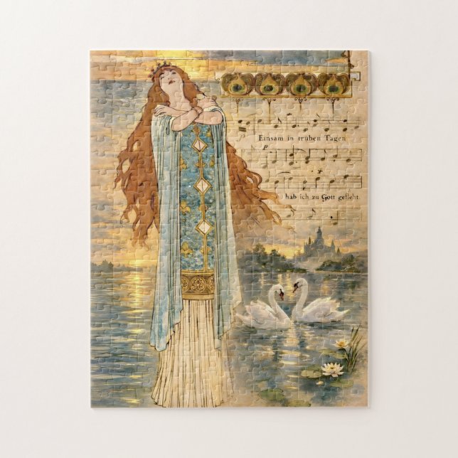 Art Nouveau Elsa Lohengrin Poster with Swans  Jigsaw Puzzle (Vertical)