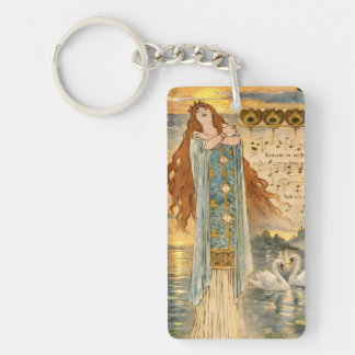 Art Nouveau Elsa Lohengrin Poster with Swans Key Ring