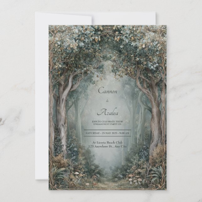 Art Nouveau Enchanted Forest Wedding Invitation (Front)
