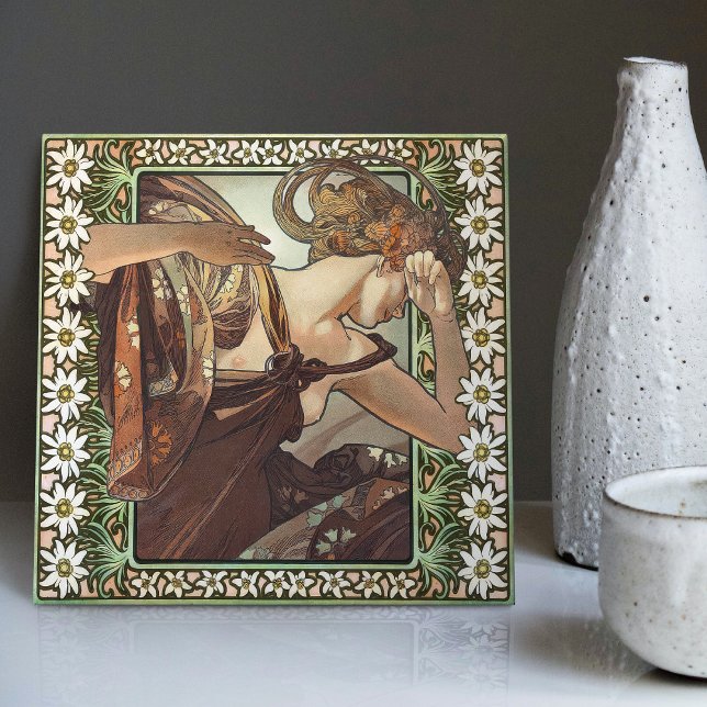 Art Nouveau Étoile du Soir Mucha Edelweiss Decor Tile (Creator Uploaded)