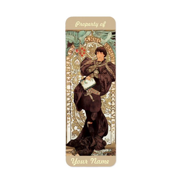 Art Nouveau Ex-Libris Bookplate Booklabel (Front)