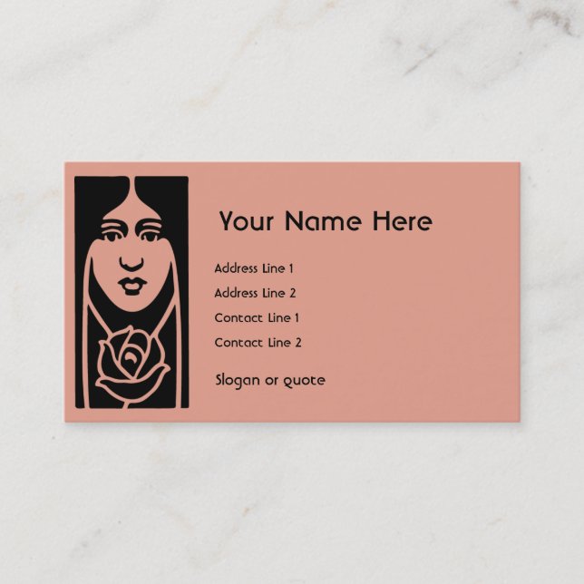 Art Nouveau Face and Flower Business Card (Front)