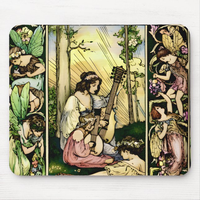 Art Nouveau fairy illustration Mouse Mat (Front)