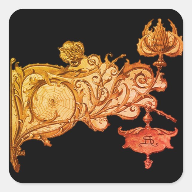 Art nouveau fall sconce spiderweb anton seder square sticker (Front)