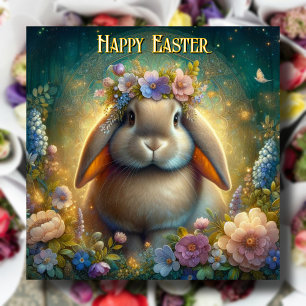 Art Nouveau Fantasy Art Lop Eared Bunny Easter  Holiday Card