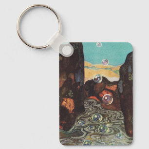 Art Nouveau Fantasy Bubbles in Canyon Decor Key Ring