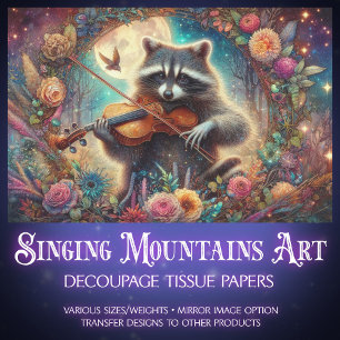 Art Nouveau Fantasy Forest Racoon Decoupage Tissue Paper